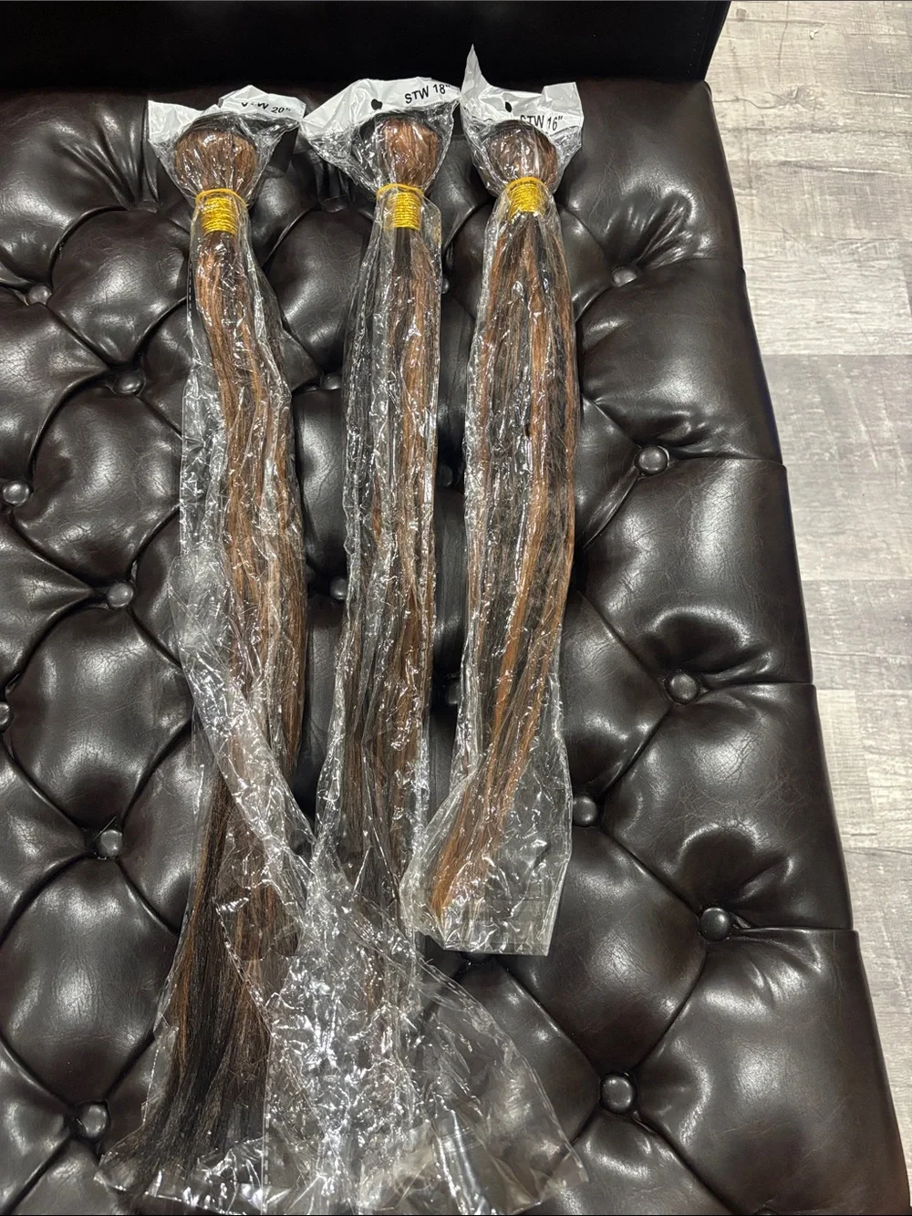 3-Pack 16,18,20 inch Brown and black ombré Straight wefts.